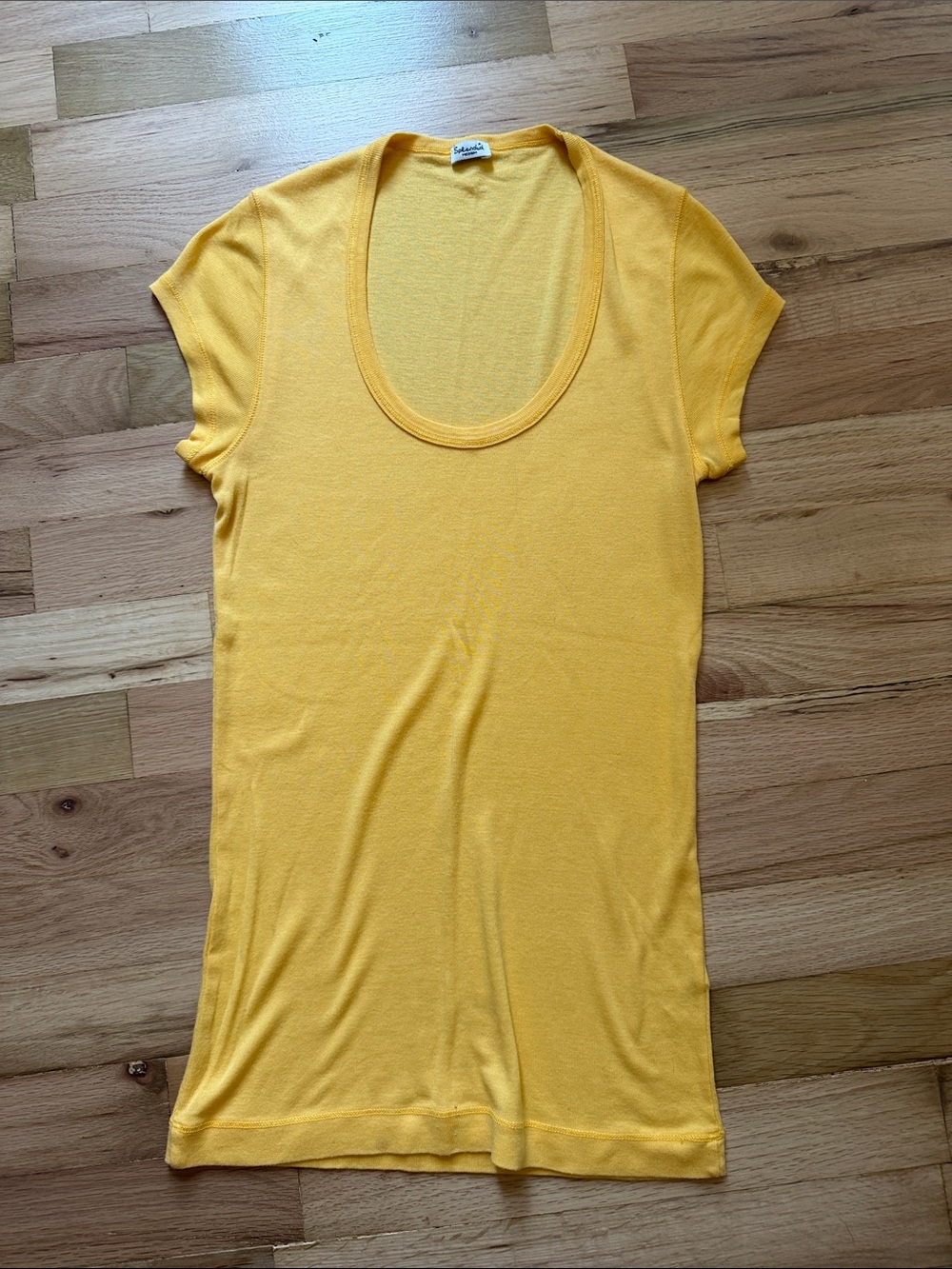 Splendid Yellow Scoop Neck Short Sleeve Tee
